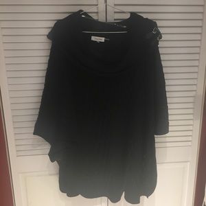 Calvin Klein Blck poncho sweater 2x/3x buckle cowl